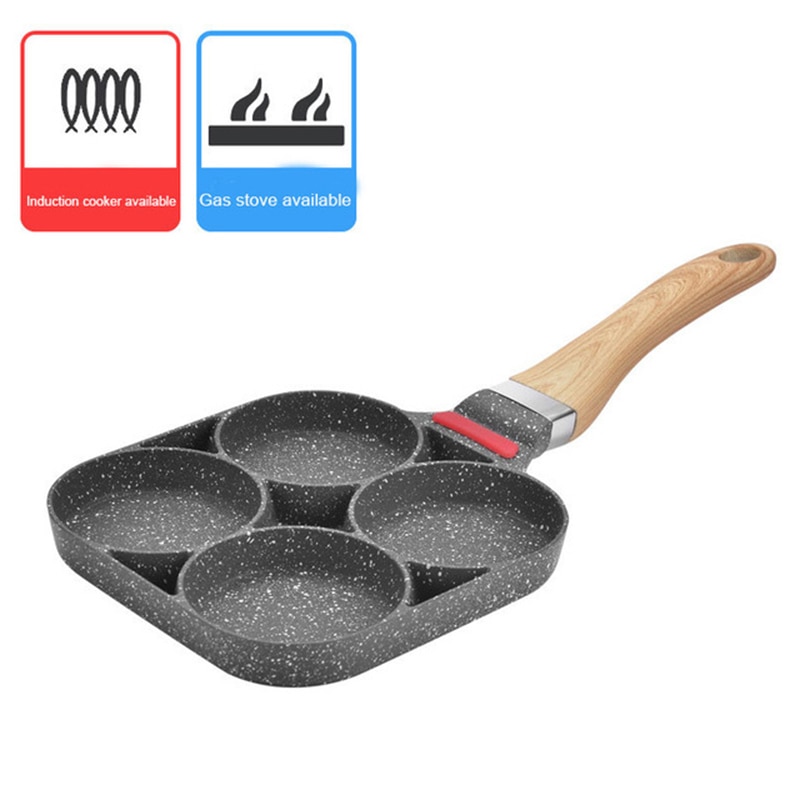 Verdikte Omelet Pan Non-stick Ei Pannenkoek Steak Pan Vier-Gat Omelet Pan Non-stick Geen Olie-Rook Ontbijt Grill Pan Kookpot