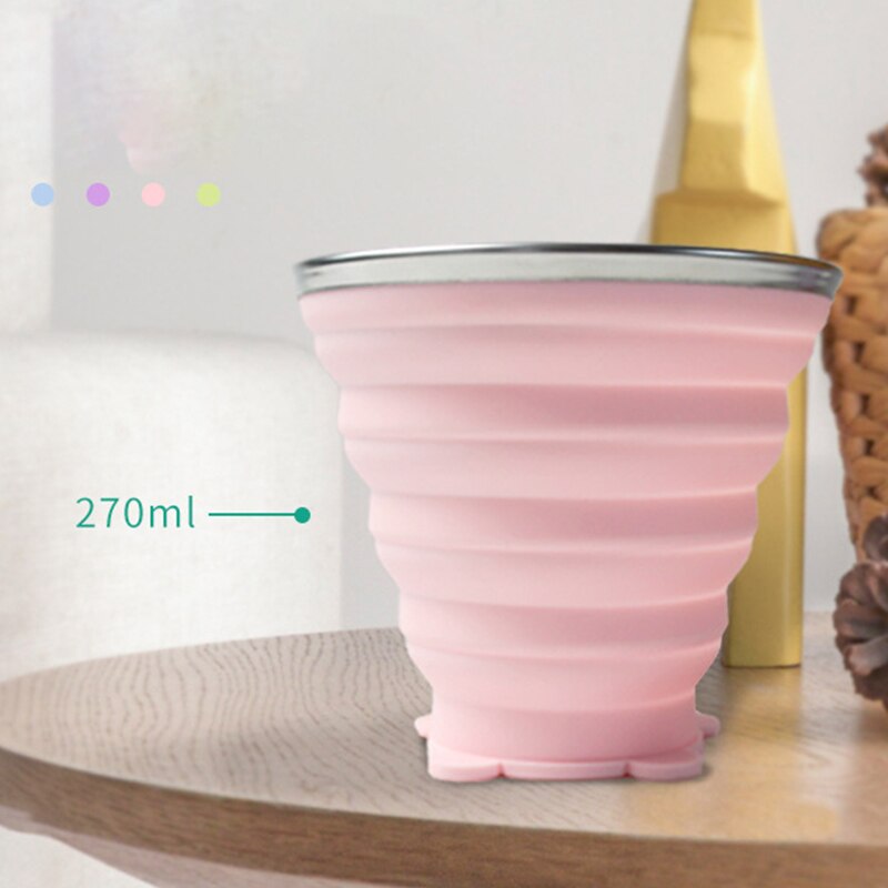 Moda Copos de Silicone de Grau Alimentício 270ml Xícara de Água de Viagem Dobrável Retrátil Colorido Portátil Ao Ar Livre Café Handcup