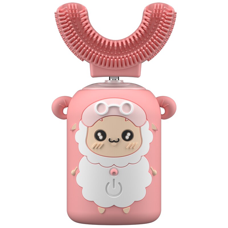 MAMON – brosse à dents électrique pour enfants, pour filles et garçons, étanche, minuterie intelligente Rechargeable, ultrasons à 360 degrés,: Pink