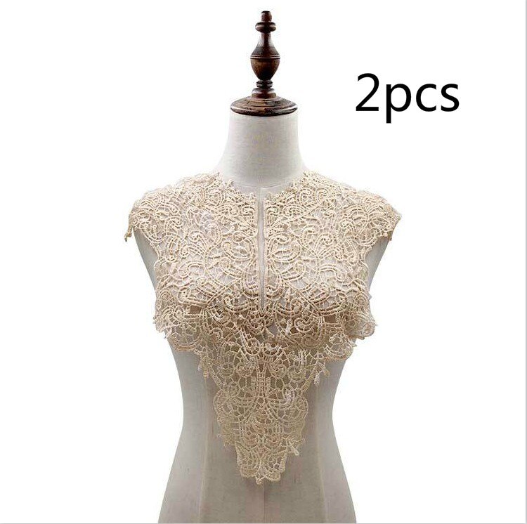 Vandopløselig blondekrave tredimensionel hul broderi brystet polyester silke broderi krave diy blonde tilbehør: A -2 stk
