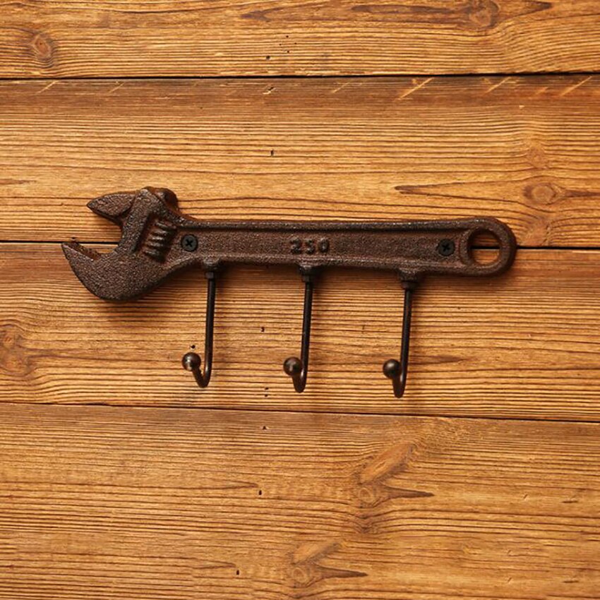 Gancho de pared para colgar ropa, perchero montado en la pared, martillo de hierro Vintage/llave, soporte para bolsa, Decoración práctica del hogar
