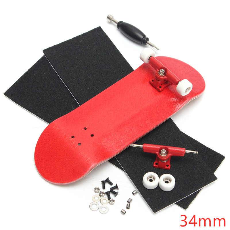 Holz Finger Skateboards Professionelle Finger Schlittschuh Gremium Holz Griffbrett mit Lagerbier Rad Schaum Schraubendreher: rot 34mm