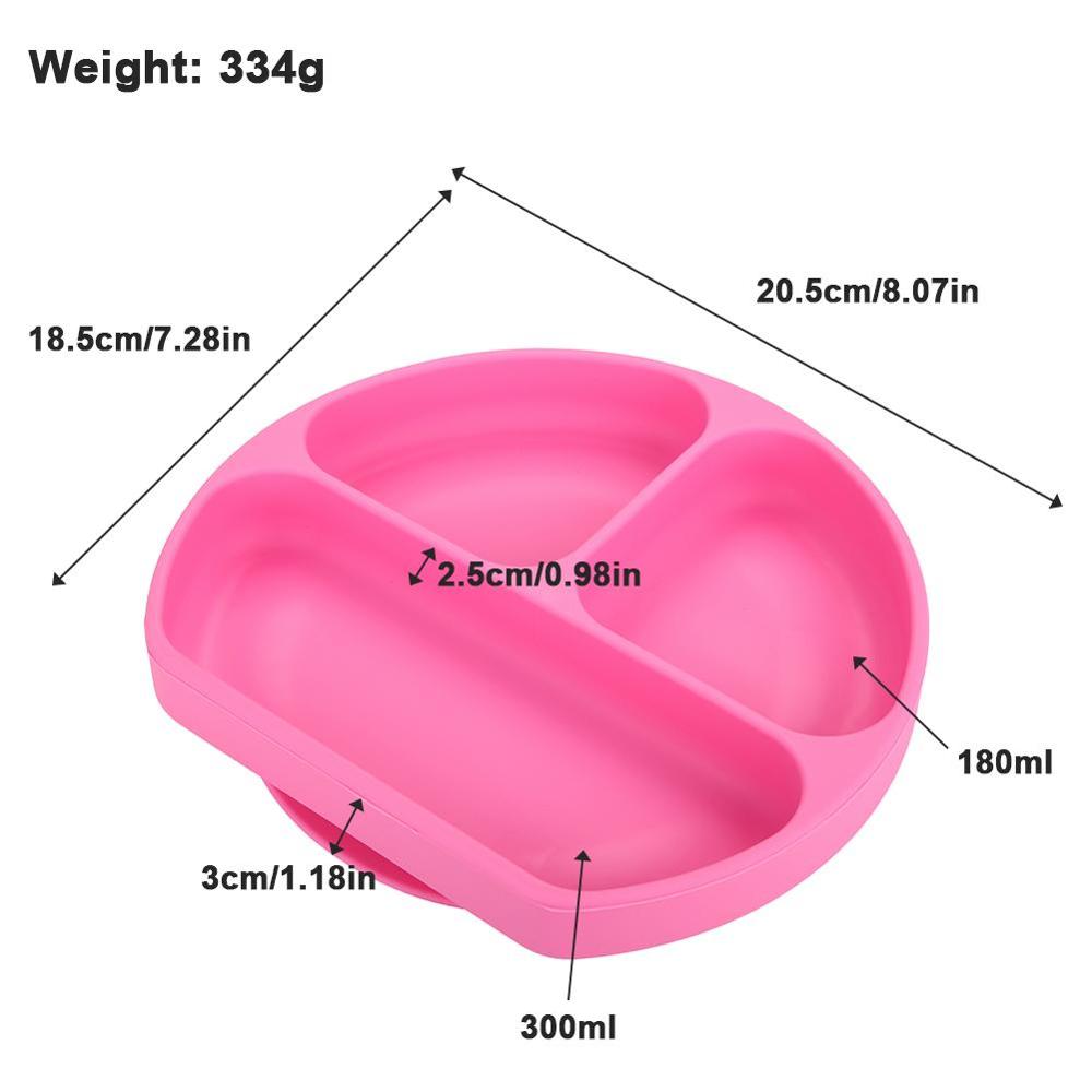 Baby Dishes Smiling Silicone Plate With Suction Cup Strong Sticky Divided Silicone Food Plate Children's Section Feeding Plate: Type A Pink
