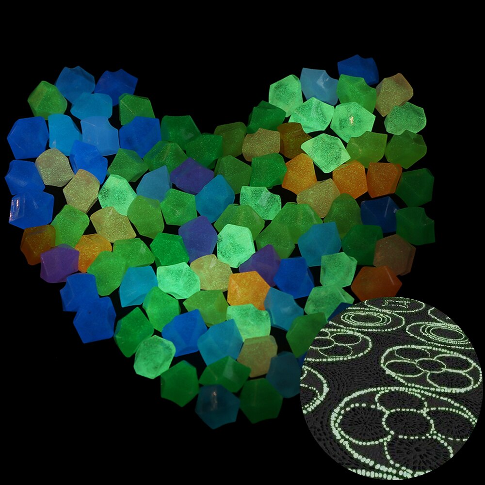 Pierre de résine lumineuse en forme irrégulière 14mm, 300 pièces/paquet, pierres colorées de décoration pour jardin et aquarium