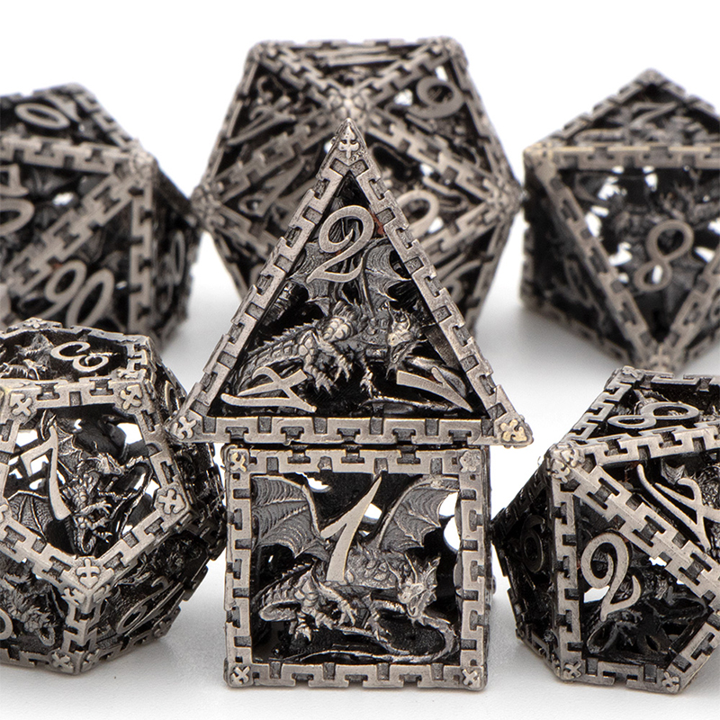 Hohl Metall Dnd Würfel einstellen Kerker Und Drachen D &Ampere; d D + D Würfel D20 D12 D10 D % d8 D6 D4 RPG Kupfer Polyeder Rolle Spielen Würfel: TLONG-06