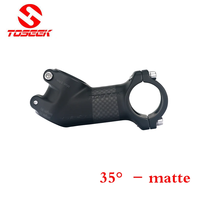 Toseek-vástago de bicicleta de fibra de carbono, 6/10/17/25/35 grados, ultraligero, 60/70/80/90/100mm, potencia de bicicleta de montaña, aluminio: Chocolate