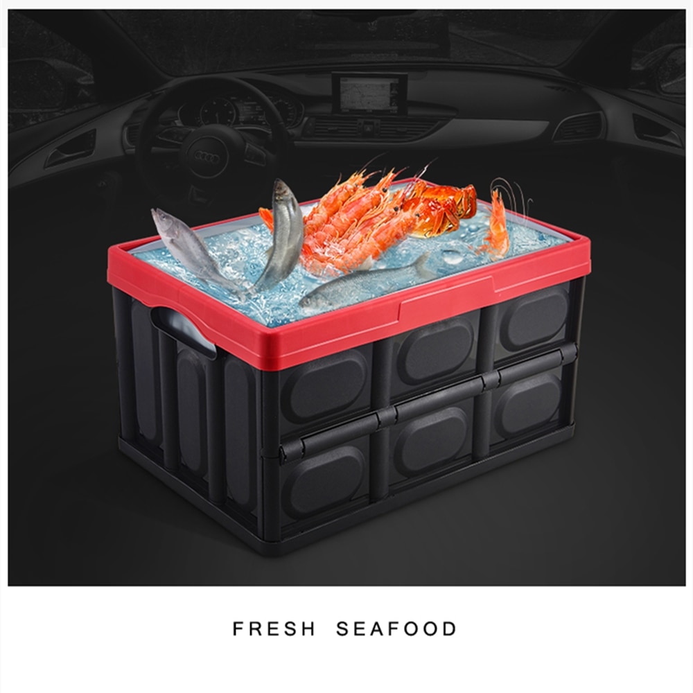 B-LIFE Folding Plastic Storage Crate with Water Container Bag Hold Ice Keep Fresh Fish Food Furit While Transport Storage Box