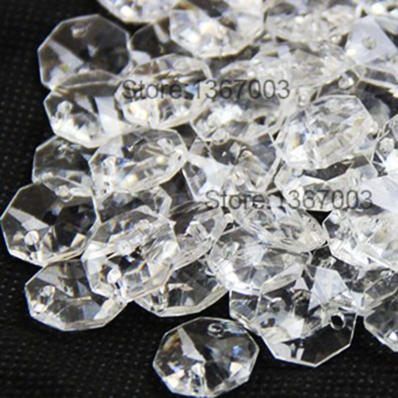 50 stk perler 14mm + 50 stk ringe 11mm akryl krystal prismer ottekantede perler lampe lysekrone dele til vedhæng dekoration