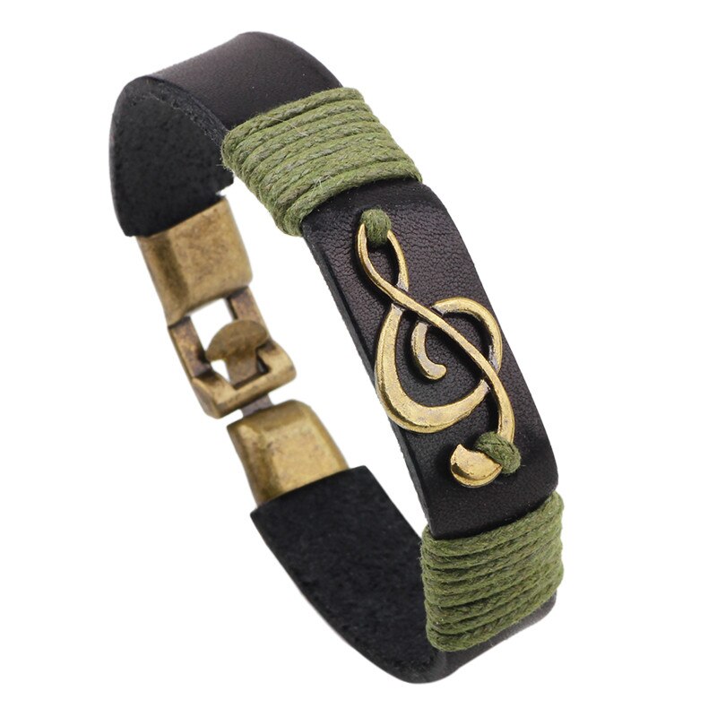 Letapi Steampunk Music Note Id Armband Voor Mannen Vrouwen Vintage Charm Music Note Rock Armbanden: 80851