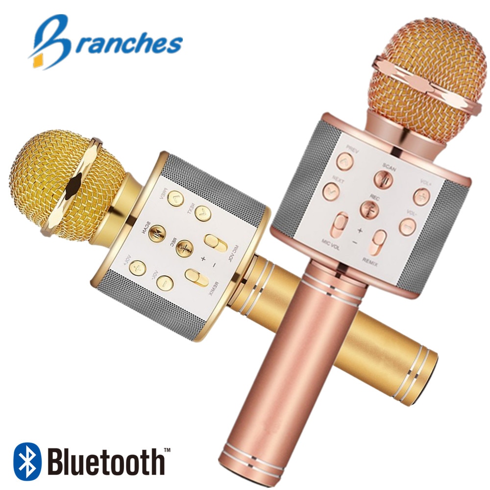 WS858 mikrofon Handheld Bluetooth Wireless Karaoke Microphone Phone Player MIC Speaker Record Music KTV Microfone for iPhone PC