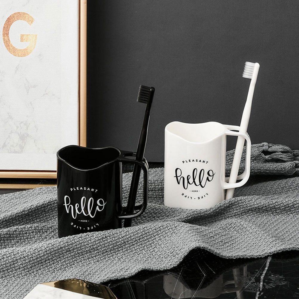 Plastic Brushing Cup Couple Toothbrush Cup with Handle for Bathroom Household PI669