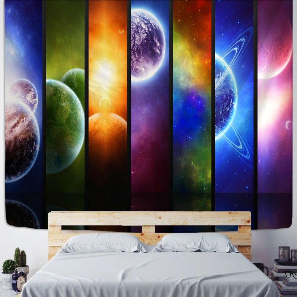 Planeet Tapijt Muur Opknoping Psychedelische Science Fiction Hekserij Bohemian Stijl Hippie Tapijt Room Decor: 150X130 CM / gt386-1