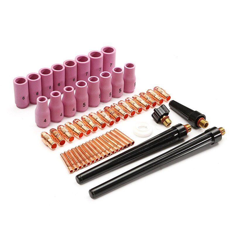53 stks TIG Lastoorts Lichaam Onderdelen Gas Lens Nozzle Collet Cup Kit Voor WP-9 20 25