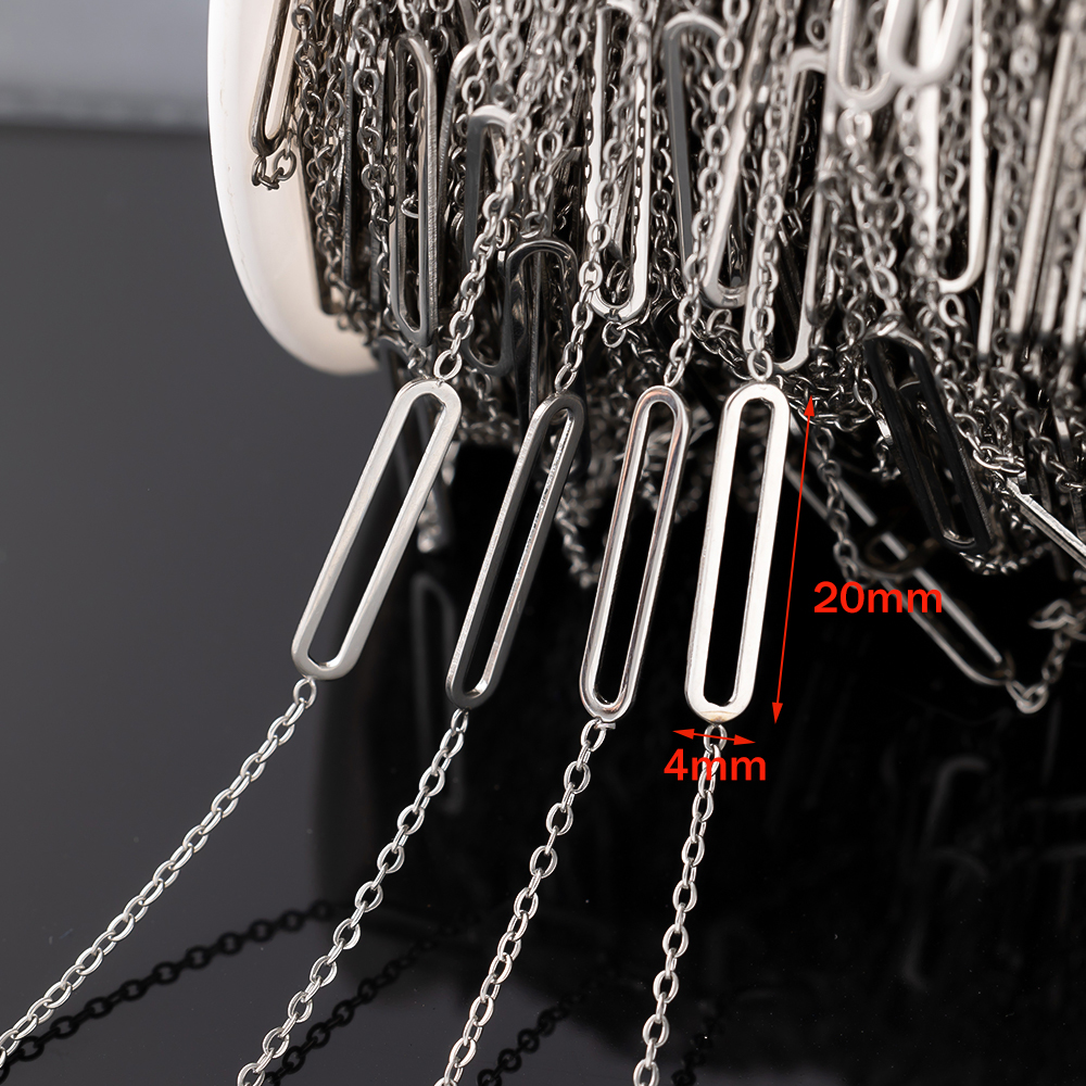Cadenas de eslabones Shpae ovaladas huecas de acero inoxidable, 1 metro, DIY, collar, pulsera, suministros de joyería, materiales, accesorios de piezas decorativas: Rojo