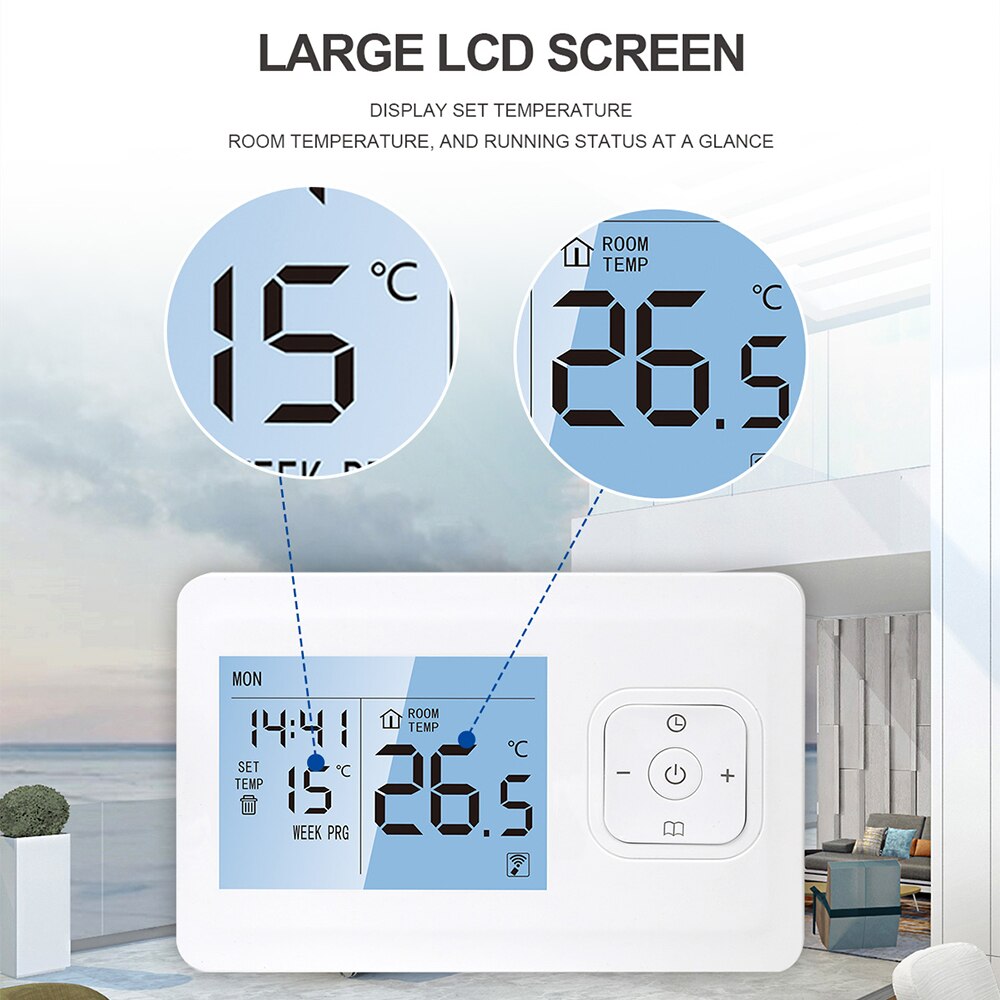 WiFi Smart Thermostat Programmable with RF Receiver APP Control Gas Boiler Heating Temperature Controller Work with Alexa Google