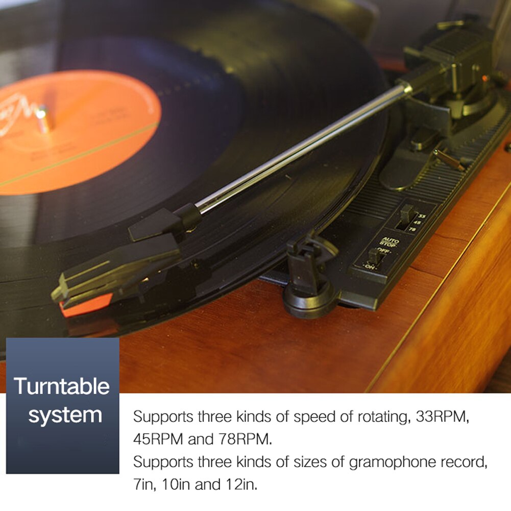 Retro Record Player 33/45/78RPM Gramophone USB Turntable Disc Household Portable Gramophones Home Decorative Tool