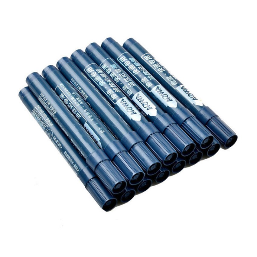 5pcs Permanent Paint Marker Pen Oily Waterproof Black Pen for Tyre Markers Quick Drying Signature Pen Stationery Supplies: Blue 5pcs