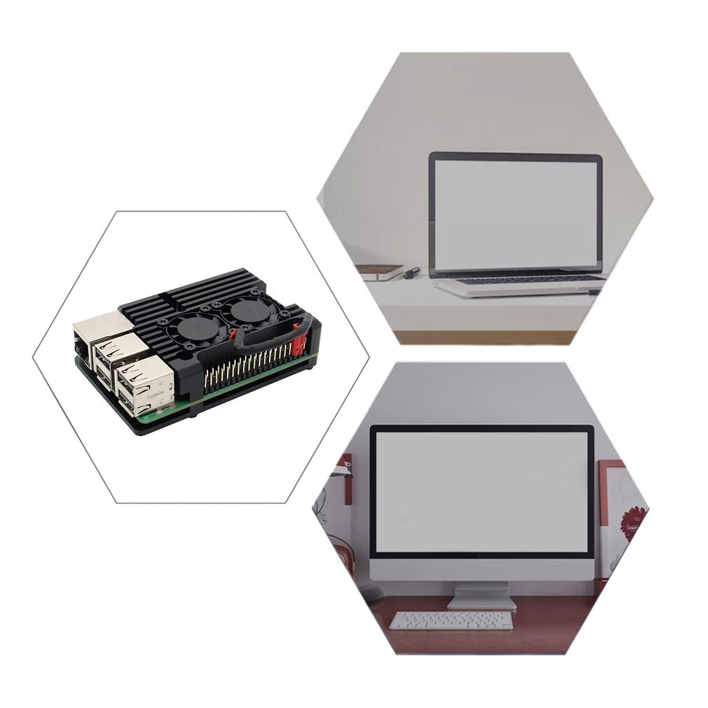 For Raspberry Pi 3 Aluminum Case with Dual Cooling Fan Metal Shell Black Enclosure for RPI Raspberry Pi B/3B+