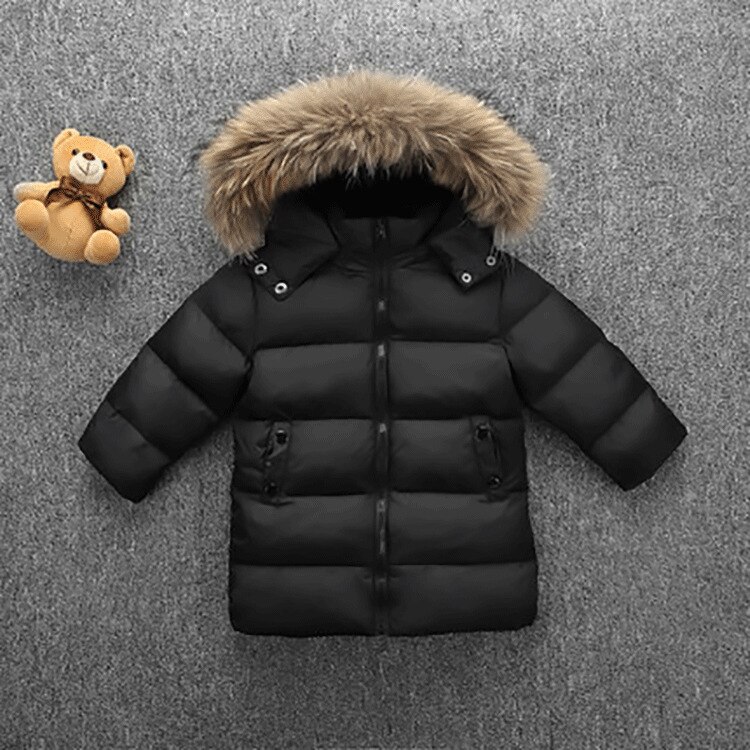 Boys Girls White Duck Down Jacket Kids Hooded Fur Collar Warm Coats Children's Down Jackets 2- 7 Years Baby