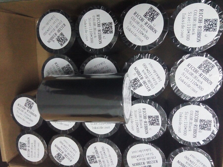 DRVXIN 2 Roll/Lot Thermische Transfer Waslint 70mm X 300m Zwart gecoat papier label printer lint voor Barcode Printer ZT220