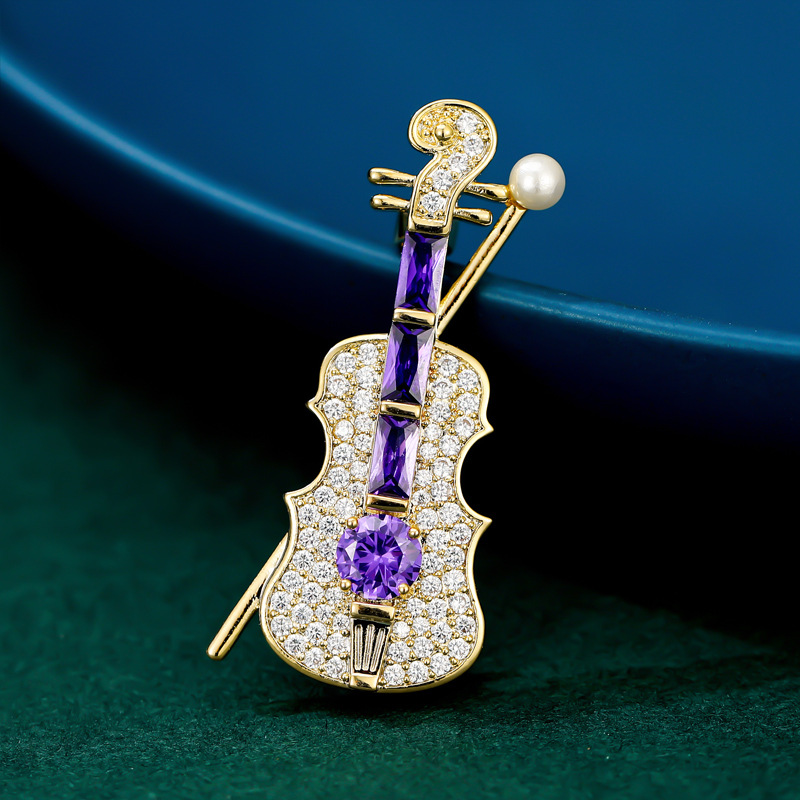 Mode Muziekinstrumenten Gitaar Viool Cello Piano voor Vrouwen Meisje Kinderen Kraag Broche Cap Rugzak Pak Pin: Black Zinc Plated