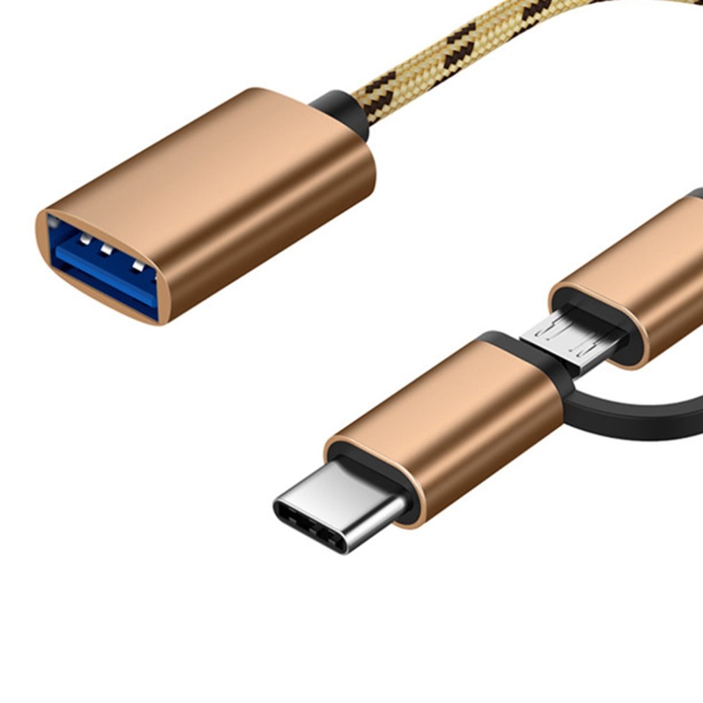 2 in 1 Typ-C Männlichen + Mikro USB Stecker Auf USB 3,0 Weiblich Schnittstelle Kabel OTG Adapter Schnelle Transfer Datum Kabel Für Android Samsung