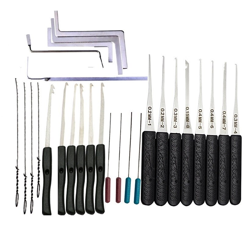 Locksmith Lock Pick Set Stainless Steel Double Row Tension Removal Hooks Lock Picks Tools Lockpick: Dark Grey