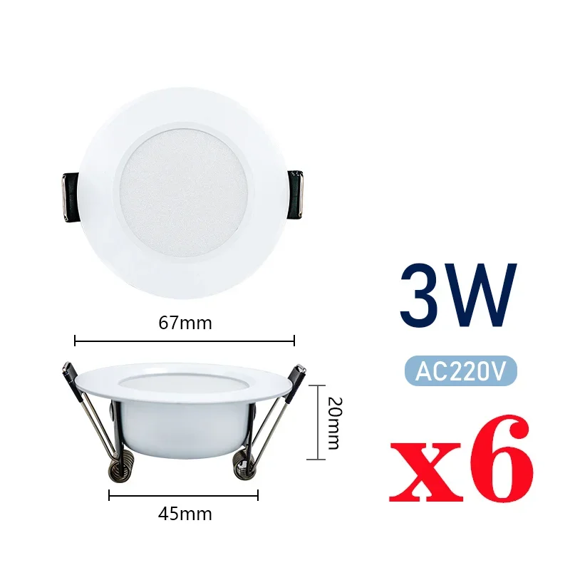 6 unids/lote LED Downlight 3W 5W 7W 9W 12W 15W AC220V 240V blanco frío cálido lámpara Led empotrable foco bombilla Led para dormitorio cocina: Luz natural / Blanco