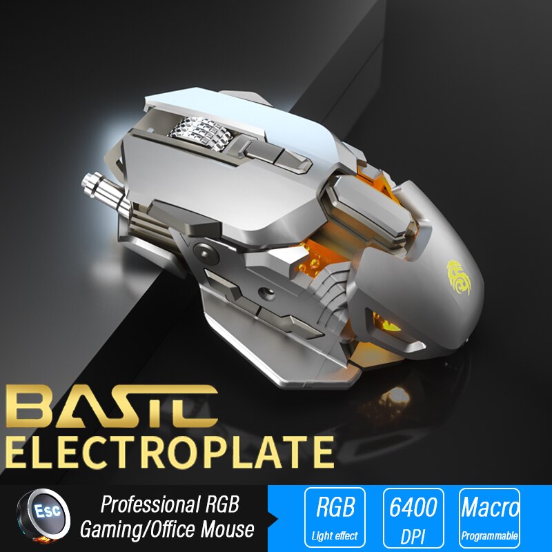 Ergonomische Gaming Muis Computer-Muizen Gamer Bedrade Laptop Usb-Kabel Optische Verstelbare Staart Muis Professionele Muis Gamer 6400dpi: 003