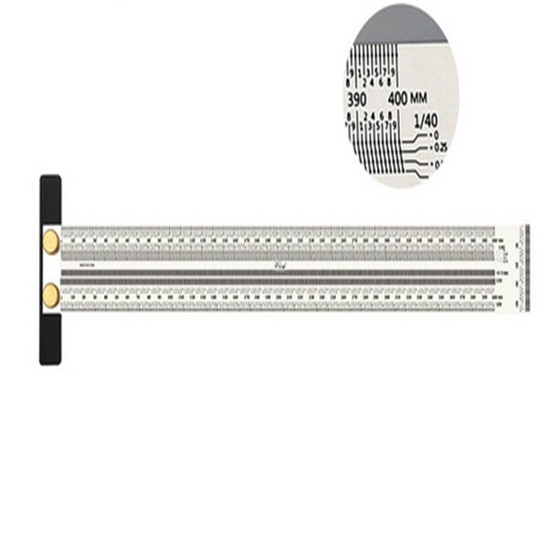 Ultra Precision Marking Ruler T Shape Measuring Tape Rulers Wood Working Tool: 400mm Without Pen