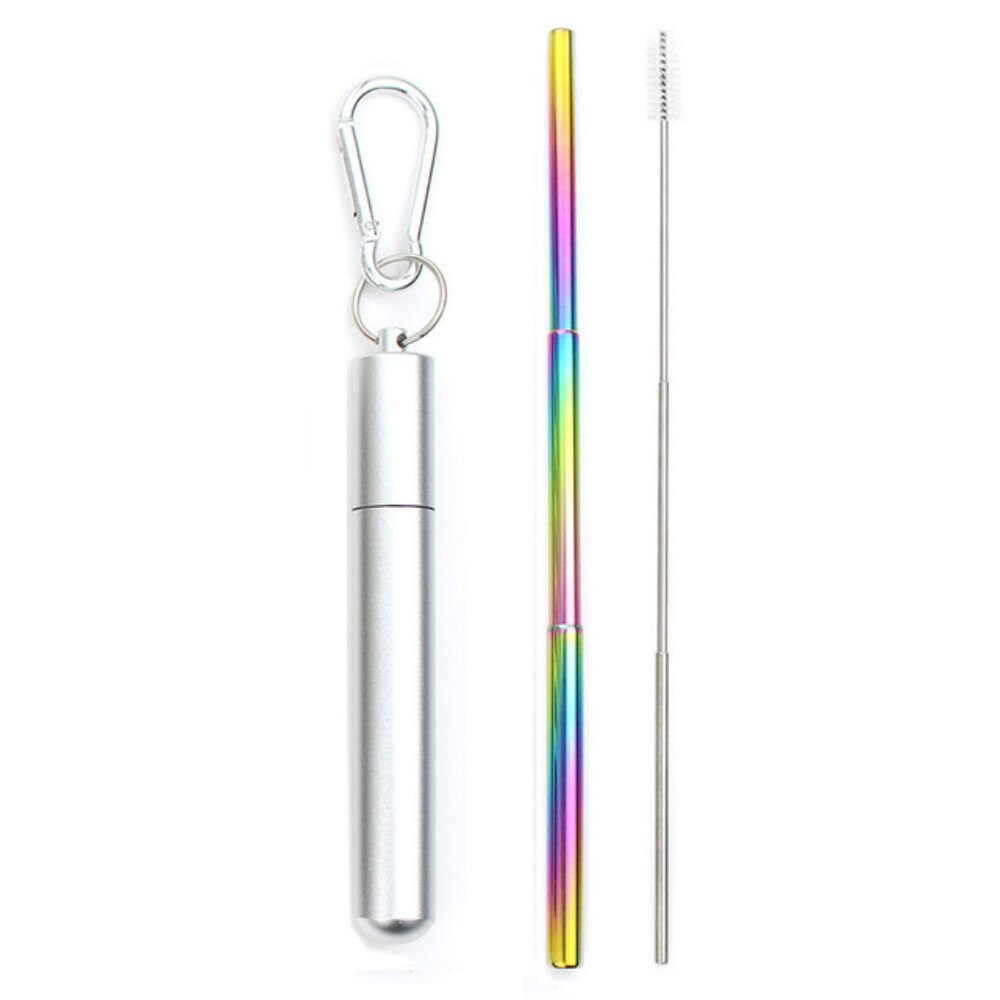 Paille télescopique en acier inoxydable, pliable et réutilisable, Portable, avec étui et brosse pour voyage en plein air: 10