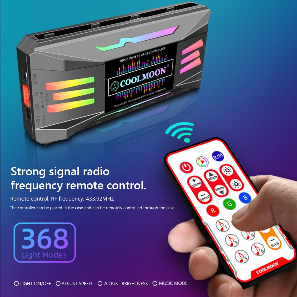 COOLMOON ARGB Remote Control 4Pin PWM 5V 3Pin Synchronization Wireless Controller for PC Case Cooling Fan Light Bar CPU Cooler