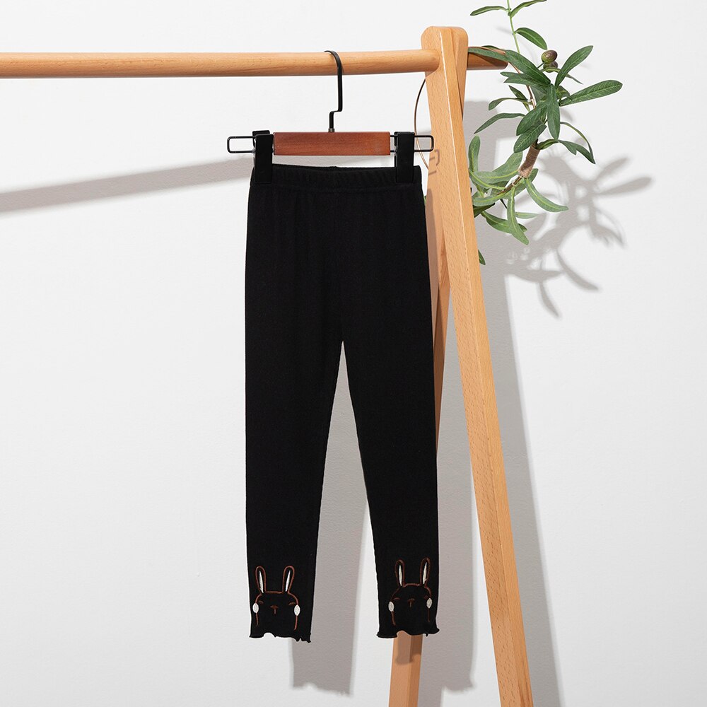 Ropa para niñas y niños de 3 a 11 años, Leggings informales, pantalones de conejo encantador, novedad de: Black / 3-4T