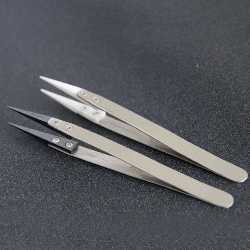 Professionele Rvs Keramische Pincet Hittebestendige Non Geleidende Keramische Wees Tip Diy Tool