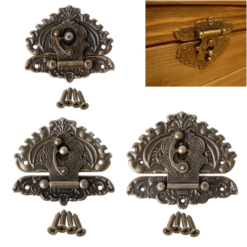 Vintage retrostil dekorativ hasp toggle resväska box lås krok spärr spännen  #0305#