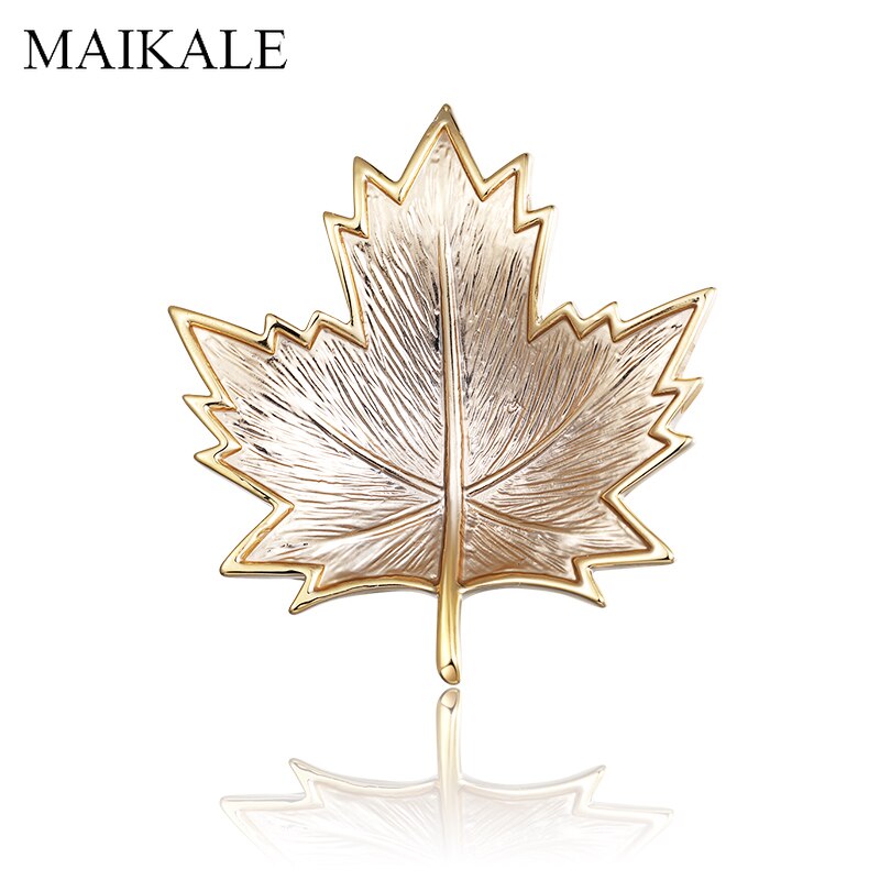 MAIKALE Vintage Metalen Broche Pin Goud Zilver Kleur Maple Leaf Broches voor Vrouwen Sjaal Pak Shirt Meisjes Tas Hanger Broche