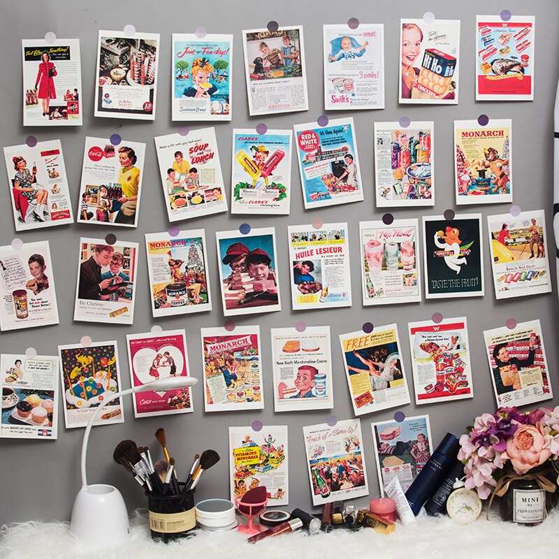 32Pcs Old European American Craft Paper boys and girls wall art Card DIY Junk Journal Wall Decoration Card Paper