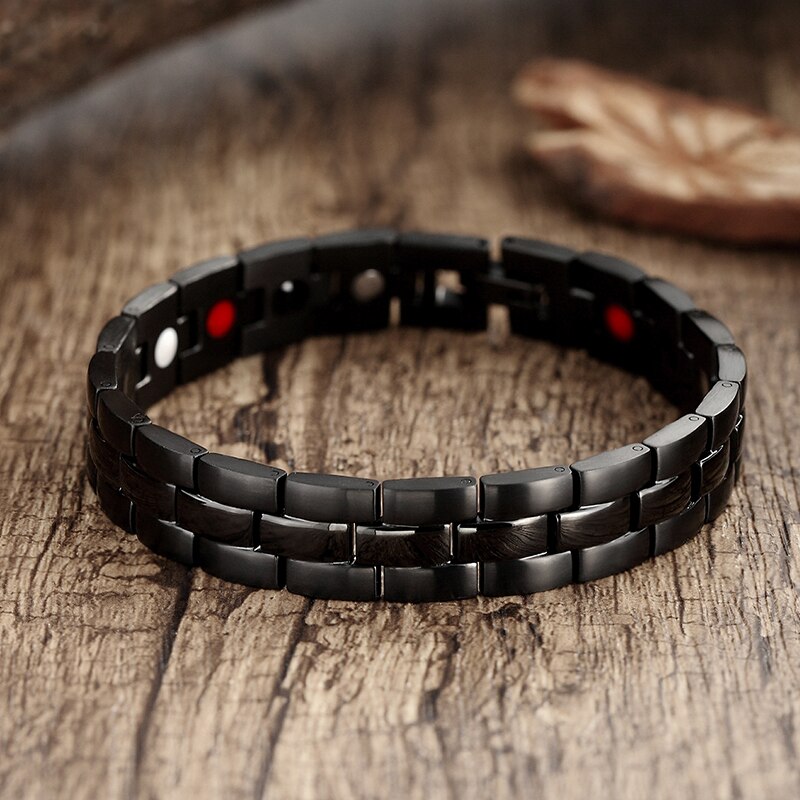 Mannen Zwarte Armband Hand Ketting Gezondheid Energie Germanium Magnetische Armband Mannelijke Rvs Armbanden Voor Mannen Sieraden