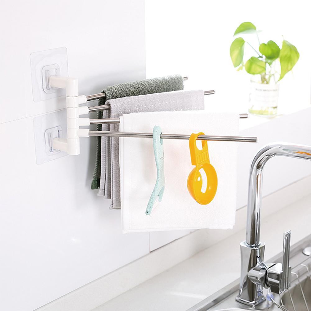 Anti-corrosión de acero giratorio de toalla Rack, carril giratorio de baño montado en la pared de toalla de baño 4 bares M6M2