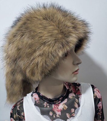 Fausse fourrure chapeau de mariage fête de mariée hiver chapeaux mariée voile chapeau: Marron