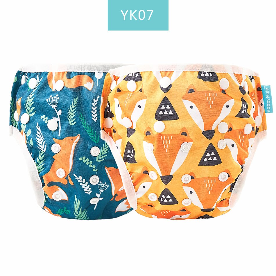 Happy Flute – couche-culotte ajustable en tissu réutilisable pour bébé, 2 pièces, housse lavable, pour l'été, pantalon de piscine: YK07
