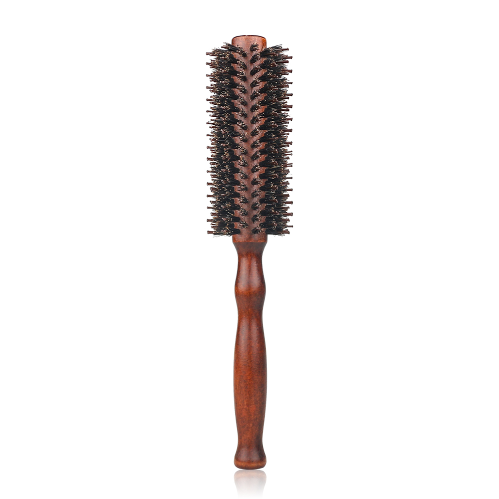 Cepillo rodante redondo con mango de madera de 12 estilos, peine de pelo de sarga recta, cerdas de jabalí, barril redondo, cepillo rizador de pelo, herramienta de peluquería: YELLOW