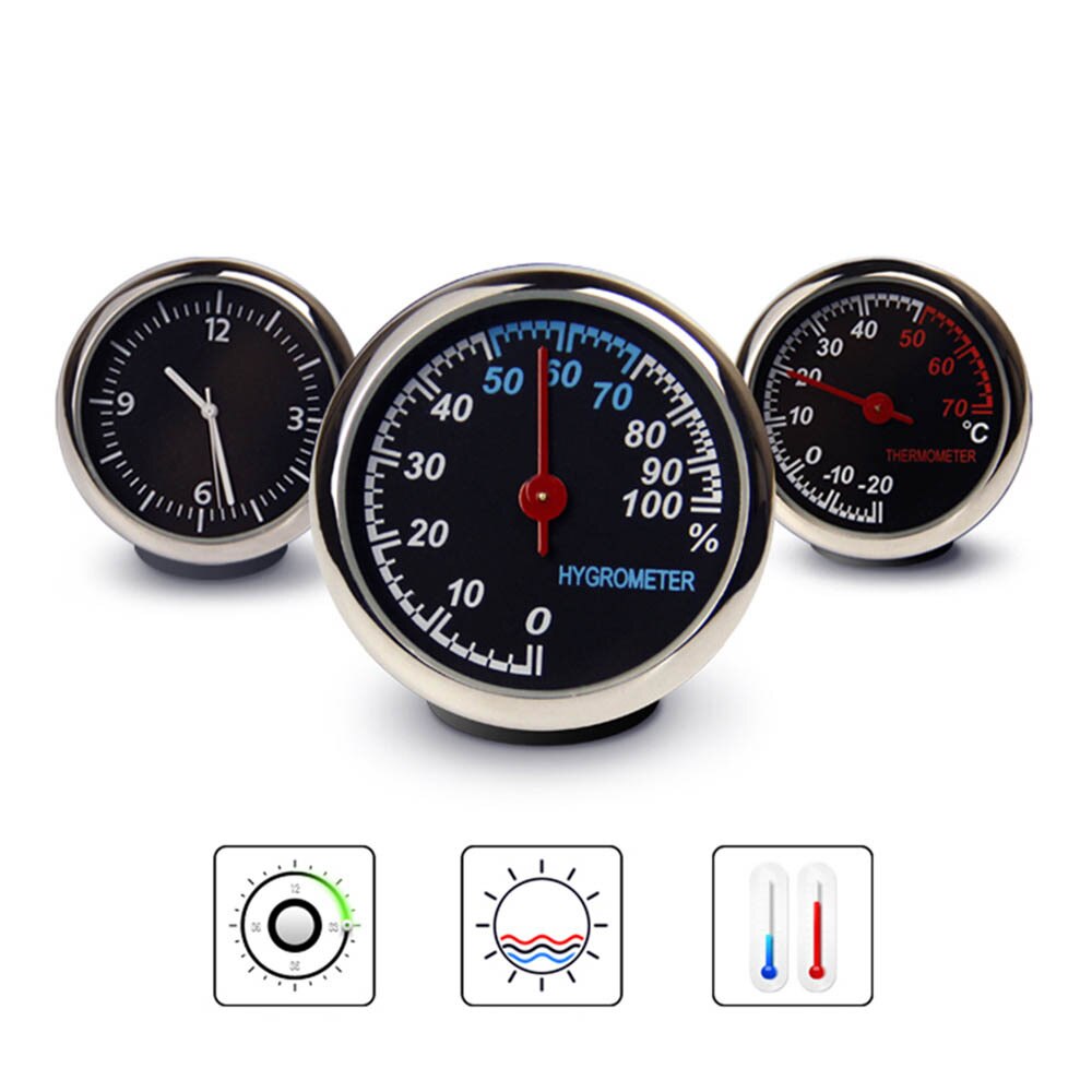 Auto Car Electronic Clock Automotive Mini Car Digital Thermometer Alloy Electronic Digital Quartz Dashboard Decorative