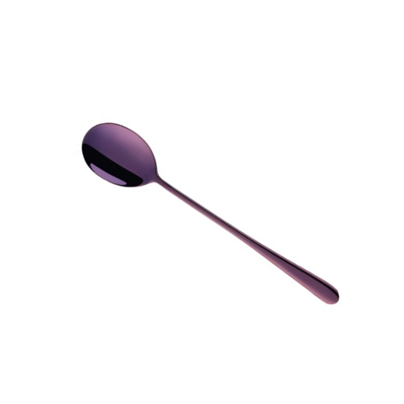 1PC Dessert Spoon Stainless Steel Vacuum Plating Coffee Dessert Stirring Spoon Shovel Long Handle Fruit Salad Forks: Spoon-8