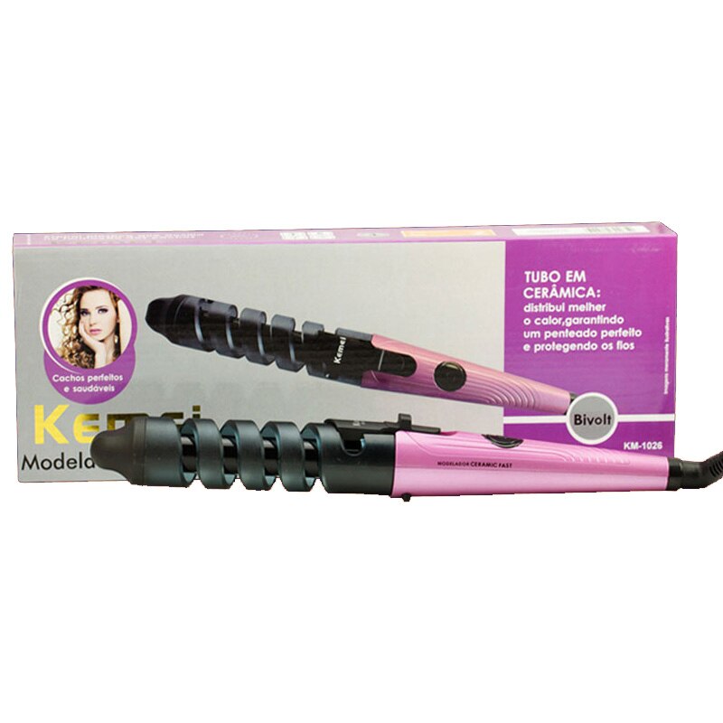 Multifunctionele krultang anti-verbranding spiraal stijl afgeplatte permanent roller haar krultang krultang spiraal styling tools 40d: Met doos