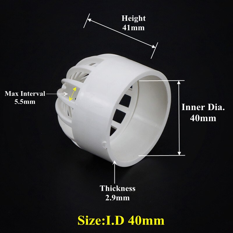 2-5Pcs I.D20-110mm PVC Vent Cap Filter Isolation Screen Water Tank Permeable Joint Aquarium Seafood Pool Overflow Pipe Fittings: I.D 40mm / 5Pcs