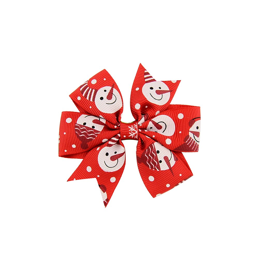 Kerst babymeisje strik haarspeld alligatorklemmen meisjes lint kinderhoofddeksels 6 haaraccessoires: Rood 3