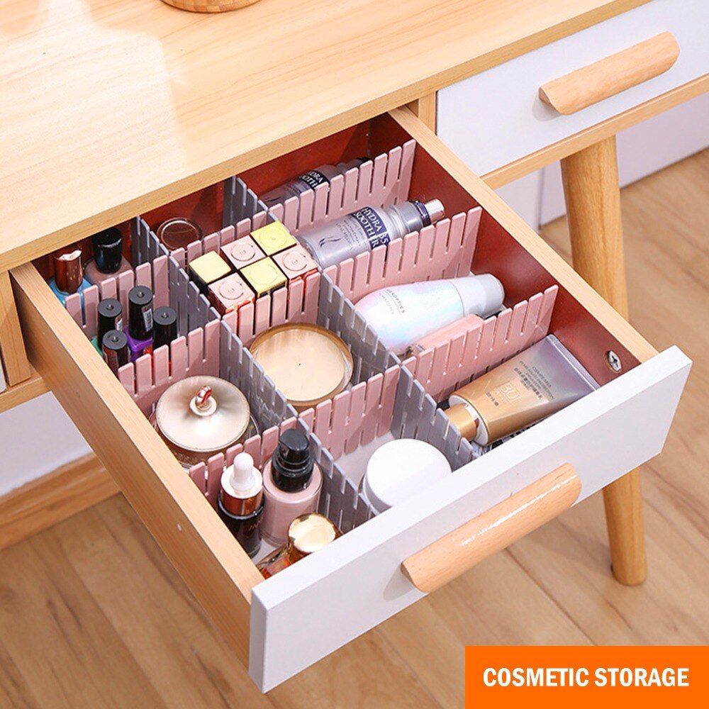 4pcs Drawer Divider Adjustable Plastic Free Combination Partition Storage Shelves Organizer Underwear Socks Makeup Clapboard