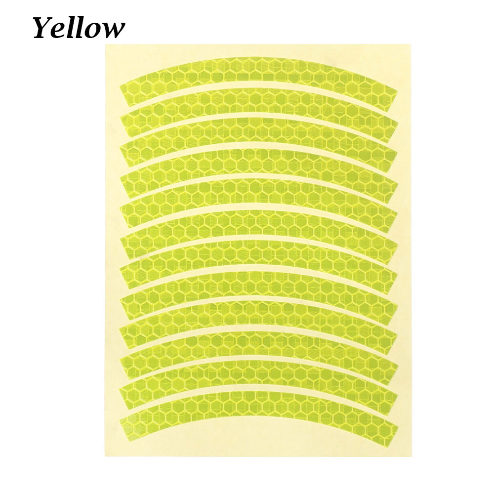 12pcs/sheet Bike Reflective Stickers Wheel Decals Reflective Tape Safety Strips Bicycle Wheel Stickers For Children Balance Bike