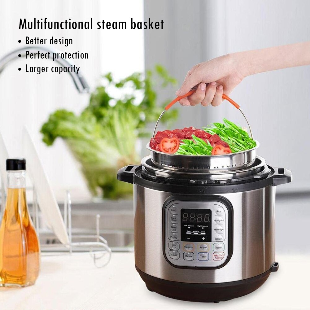 De acero inoxidable cocina canasta de vapor olla a presión Anti-escaldadura vapor Multi-función de limpieza canasta Cookeo Accesorios